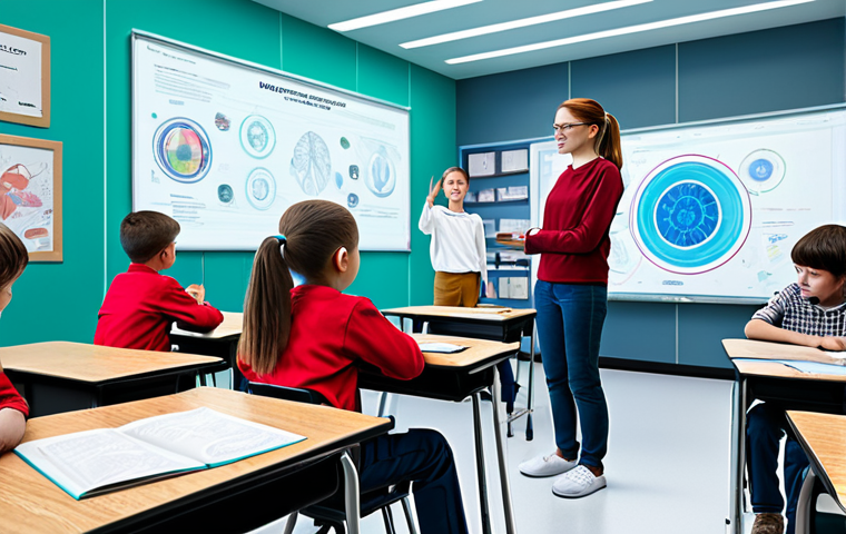 Futuristic Classroom**
Prompt: "A bright, modern classroom scene with students interacting with holographic projections using hand gestures, learning about anatomy. Fully clothed students in appropriate attire. Safe for work. Professional illustration, perfect anatomy, natural proportions, family-friendly, high quality."
**