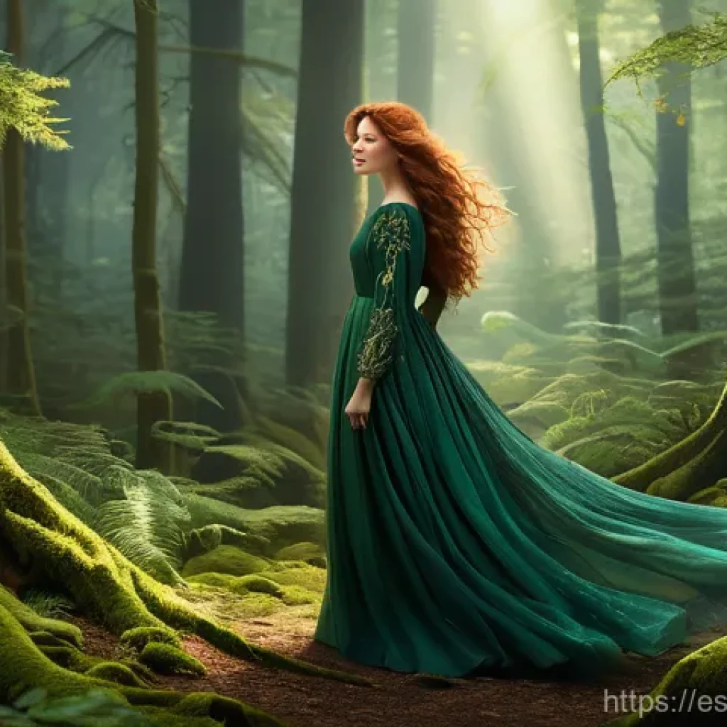 제스처 기반 인터페이스의 성과 측정 방법 - "A serene and mystical portrait of a young woman with long, wavy auburn hair, standing gracefully in...