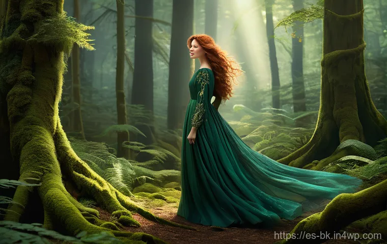 제스처 기반 인터페이스의 성과 측정 방법 - "A serene and mystical portrait of a young woman with long, wavy auburn hair, standing gracefully in...