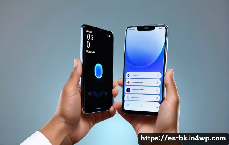 제스처 기반 인터페이스의 플랫폼별 차이점 - A modern high-end smartphone with a sleek design held in a person’s hand, displaying an augmented re...